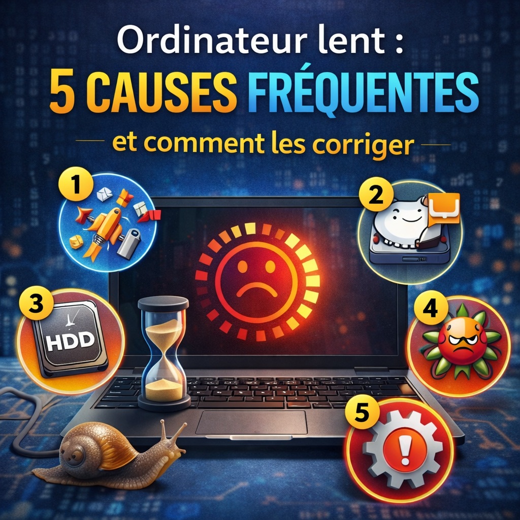 Ordinateur lent : 5 causes fréquentes et comment les corriger